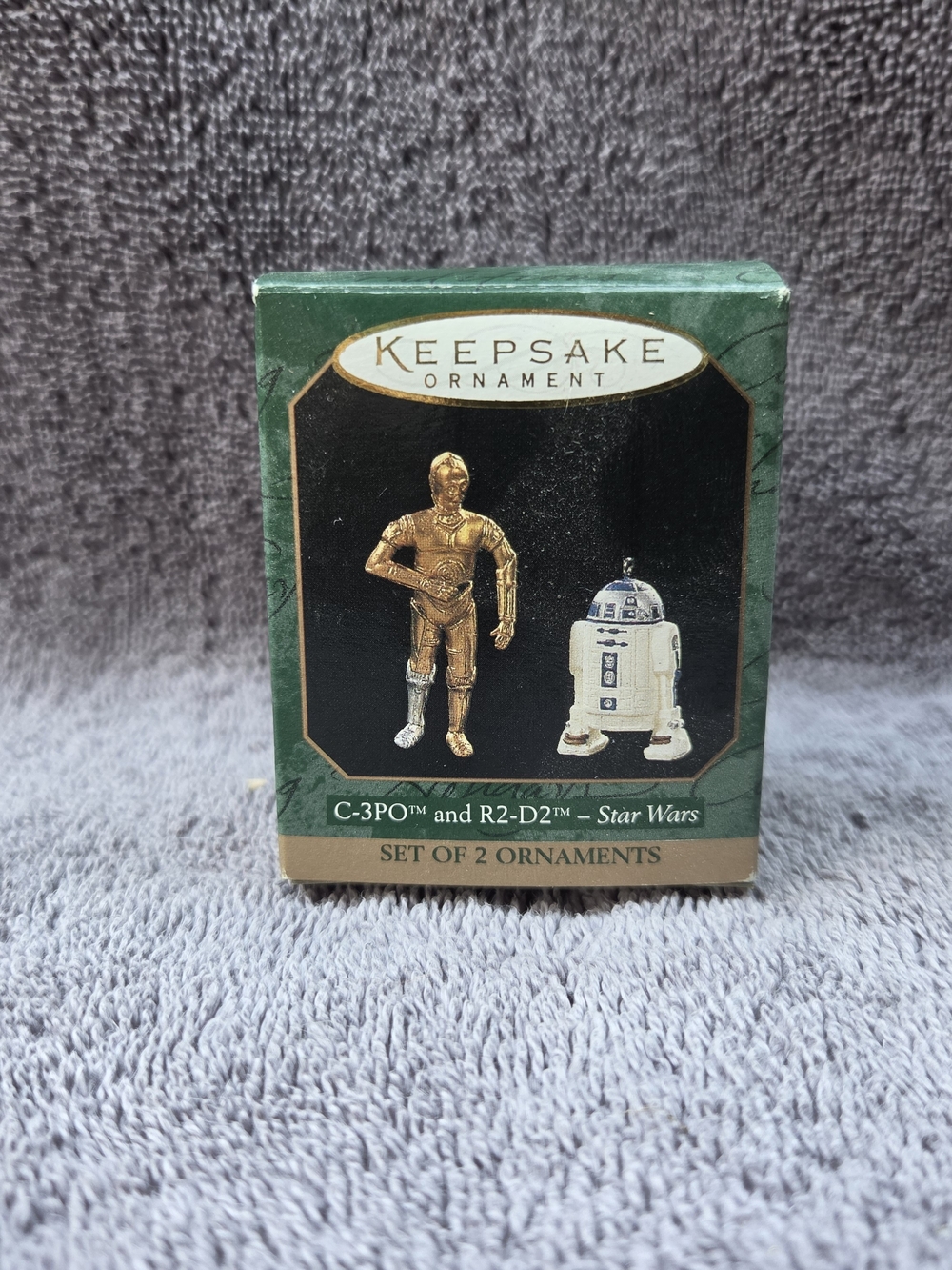 1997 Hallmark Star Wars C-3PO R2-D2 Miniature Keepsake Ornament Set
